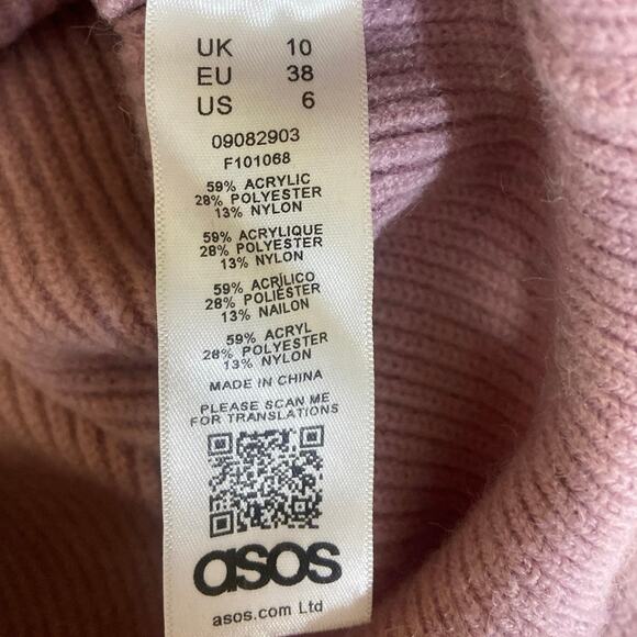 Asos Women's Purple Long Sleeve Crew Neck Knit Pullover Cropped Sweater Top Sz 6 - Picture 4 of 4